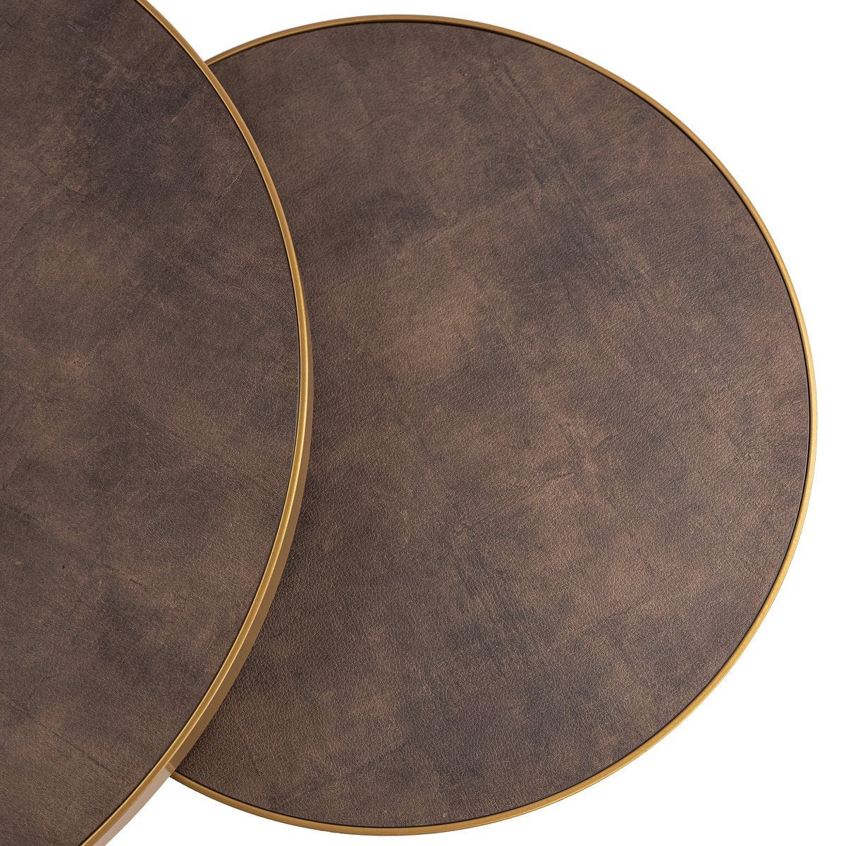 Stalux Stalux Salontafelset 'Saar' rond 80 en 60cm, kleur goud / lederlook bruin