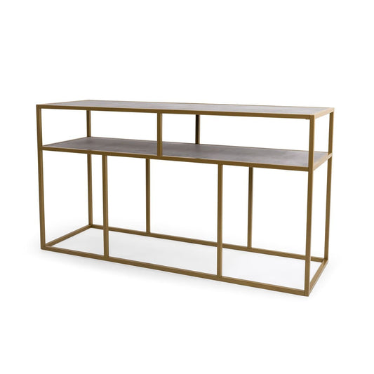 Stalux Stalux Side-table 'Teun' 150cm, kleur goud / beton