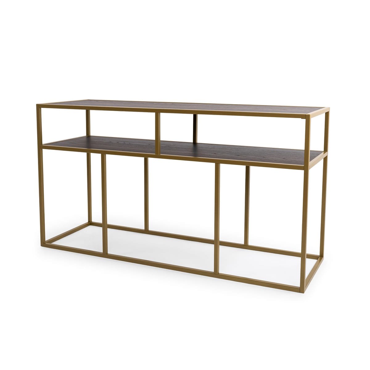 Stalux Stalux Side-table 'Teun' 150cm, kleur goud / bruin hout