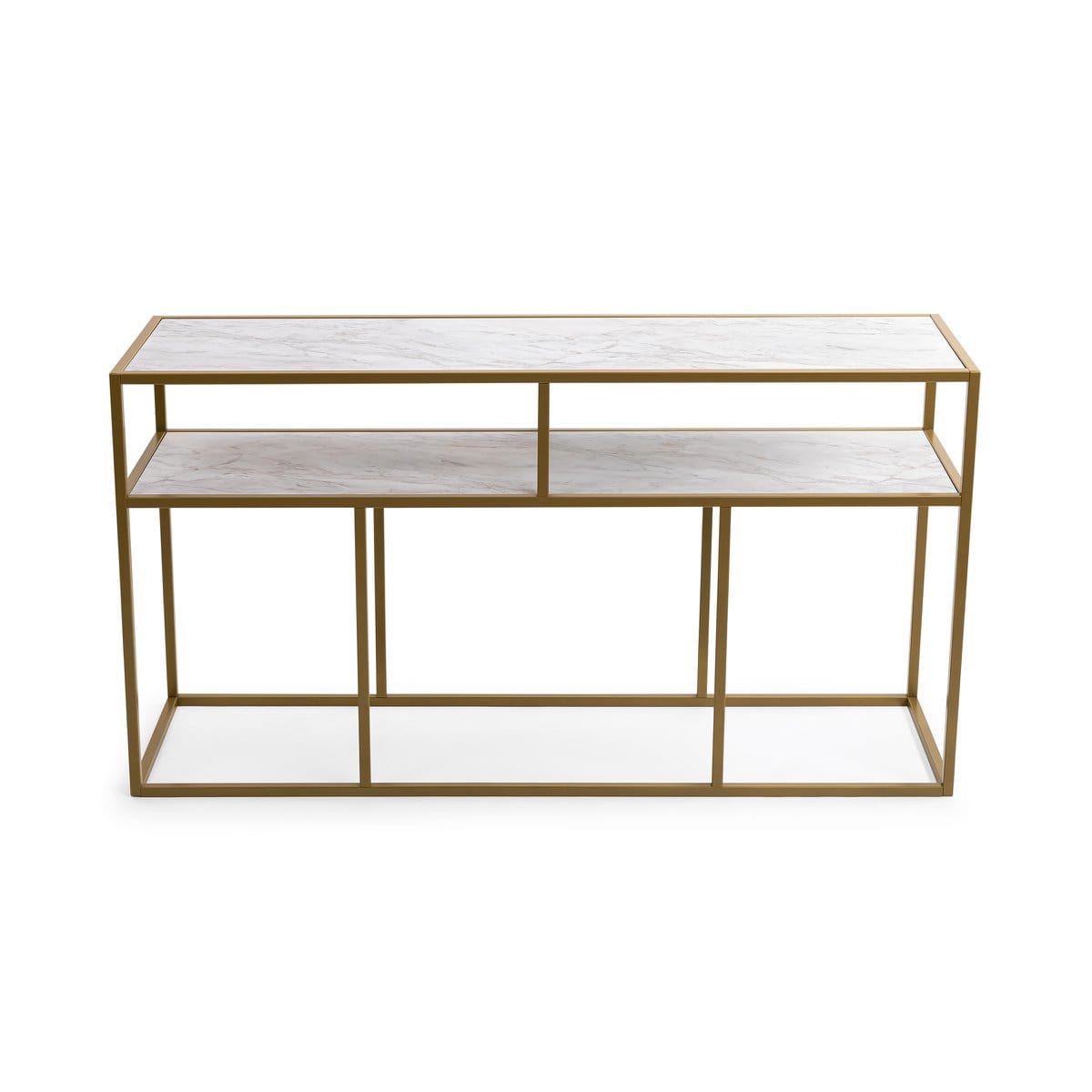 Stalux Stalux Side-table 'Teun' 150cm, kleur goud / wit marmer