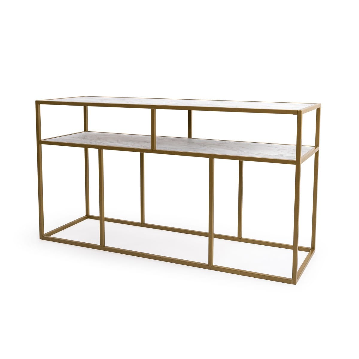 Stalux Stalux Side-table 'Teun' 150cm, kleur goud / wit marmer