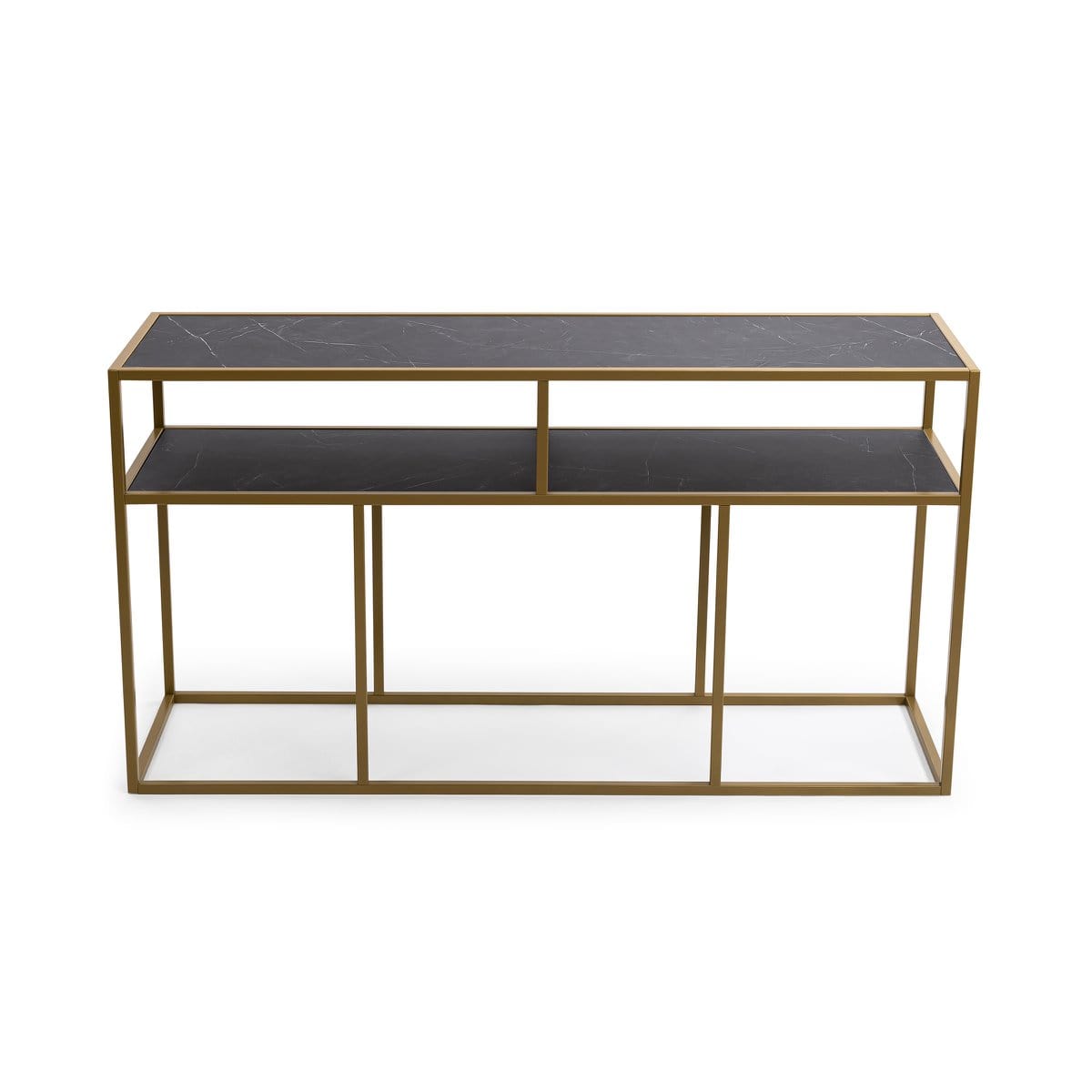 Stalux Stalux Side-table 'Teun' 150cm, kleur goud / zwart marmer