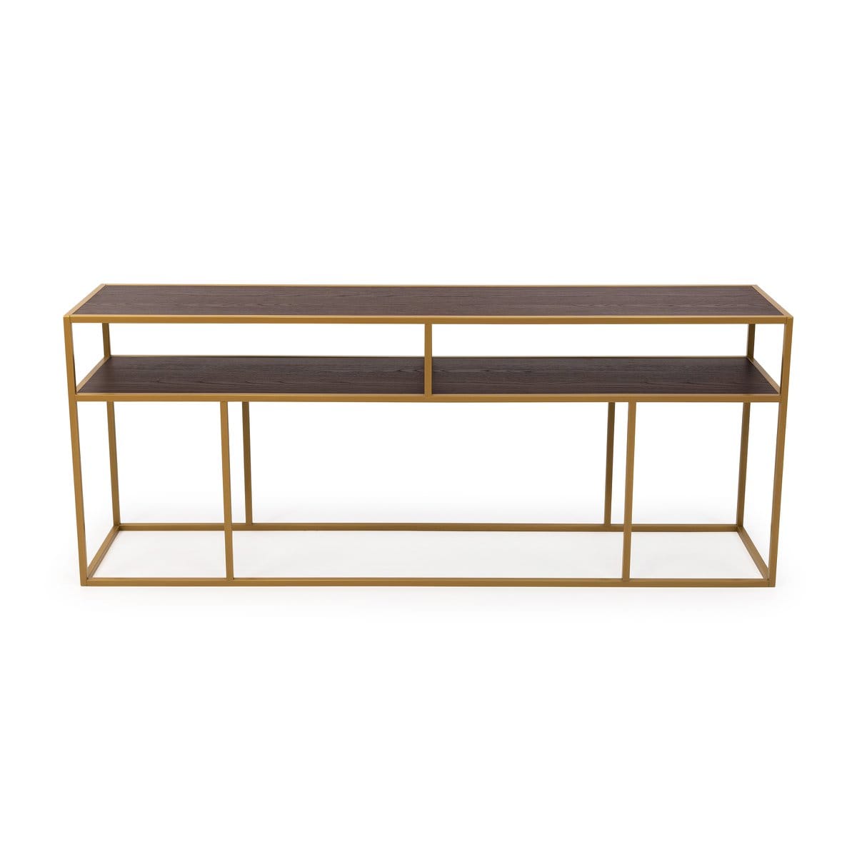 Stalux Stalux Side-table 'Teun' 200cm, kleur goud / bruin hout