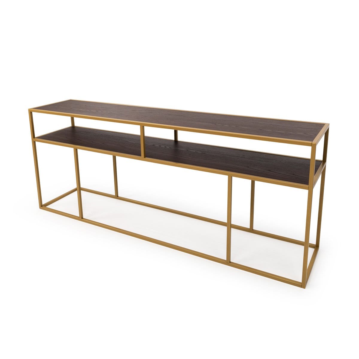 Stalux Stalux Side-table 'Teun' 200cm, kleur goud / bruin hout