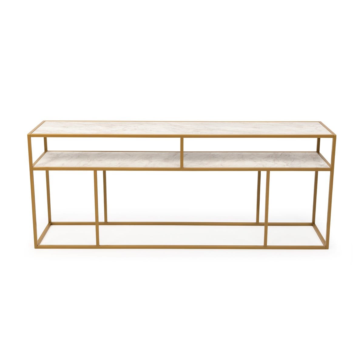 Stalux Stalux Side-table 'Teun' 200cm, kleur goud / wit marmer