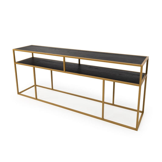 Stalux Stalux Side-table 'Teun' 200cm, kleur goud / zwart eiken