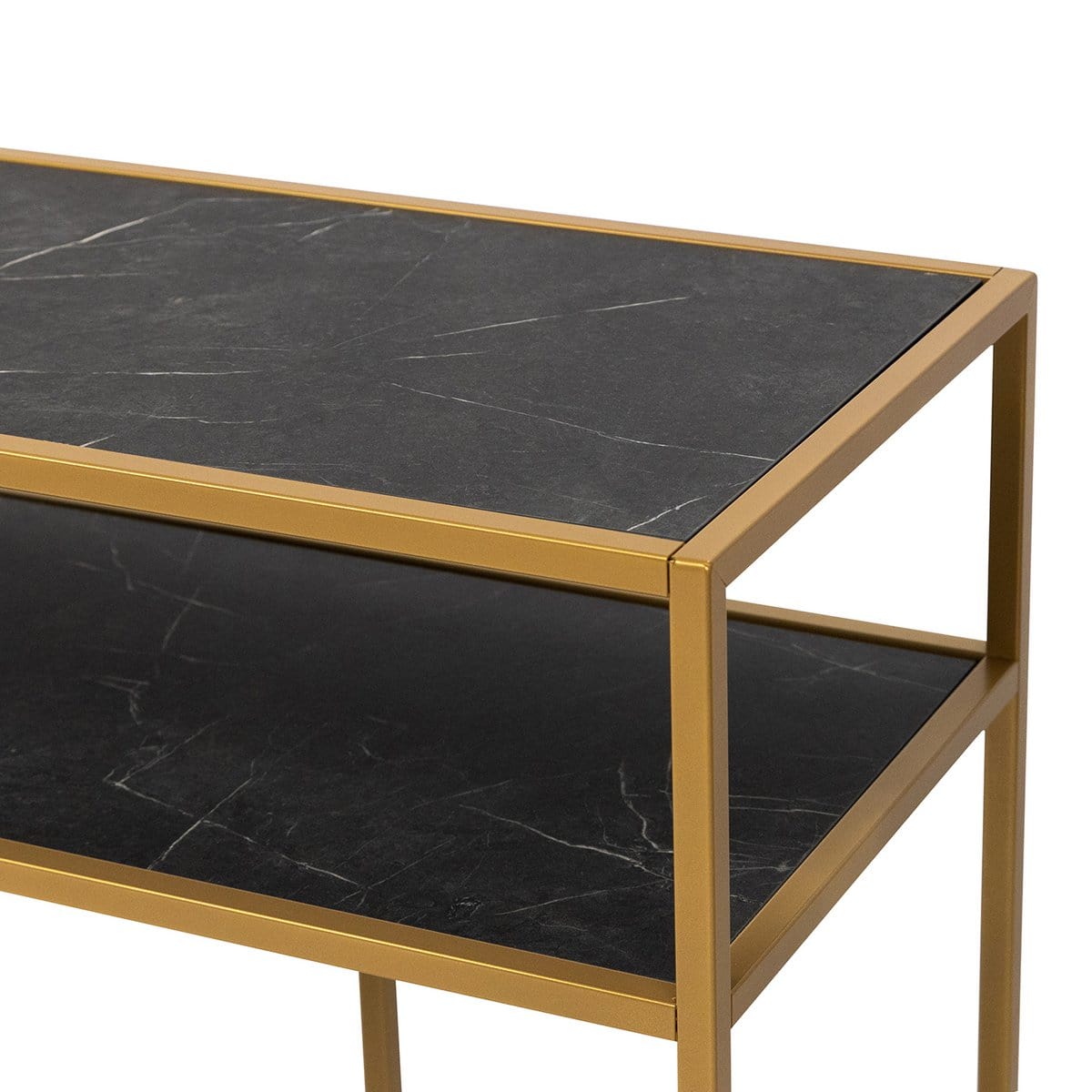 Stalux Stalux Side-table 'Teun' 200cm, kleur goud / zwart marmer