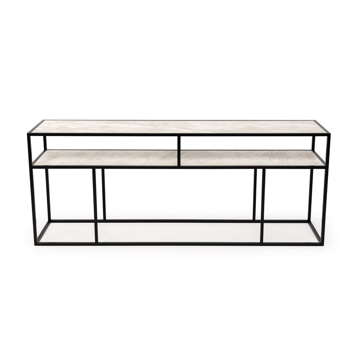 Stalux Stalux Side-table 'Teun' 200cm, kleur zwart / wit marmer