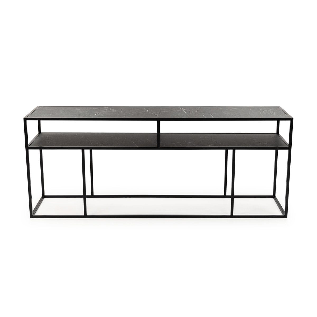 Stalux Stalux Side-table 'Teun' 200cm, kleur zwart / zwart marmer