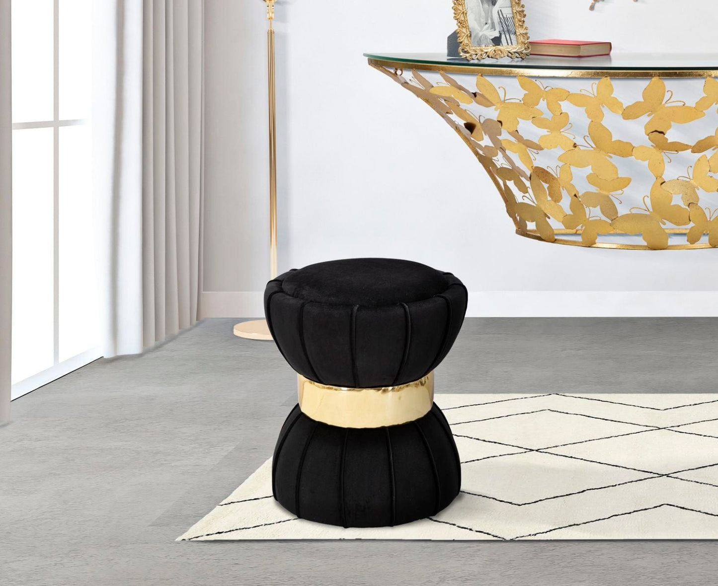 Mauro Ferretti STOOL FLOWER BLACK CM Ø 40X44