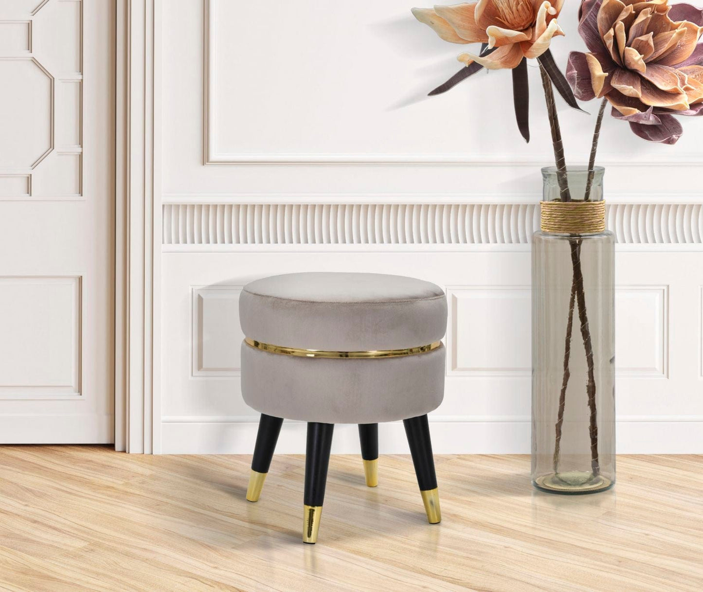 Mauro Ferretti STOOL PARIS GRIGIO/GOLD CM Ø 35X40,5