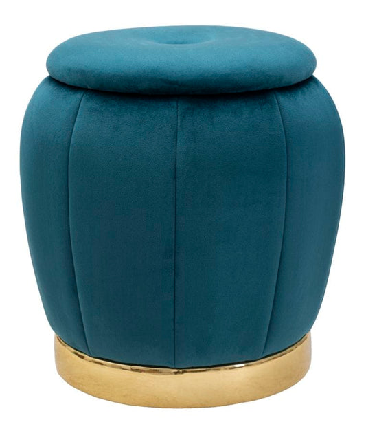 Mauro Ferretti STORAGE STOOL PARIS TEAL/GOLD CM Ø 43X43