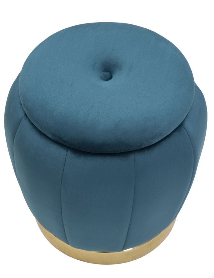 Mauro Ferretti STORAGE STOOL PARIS TEAL/GOLD CM Ø 43X43