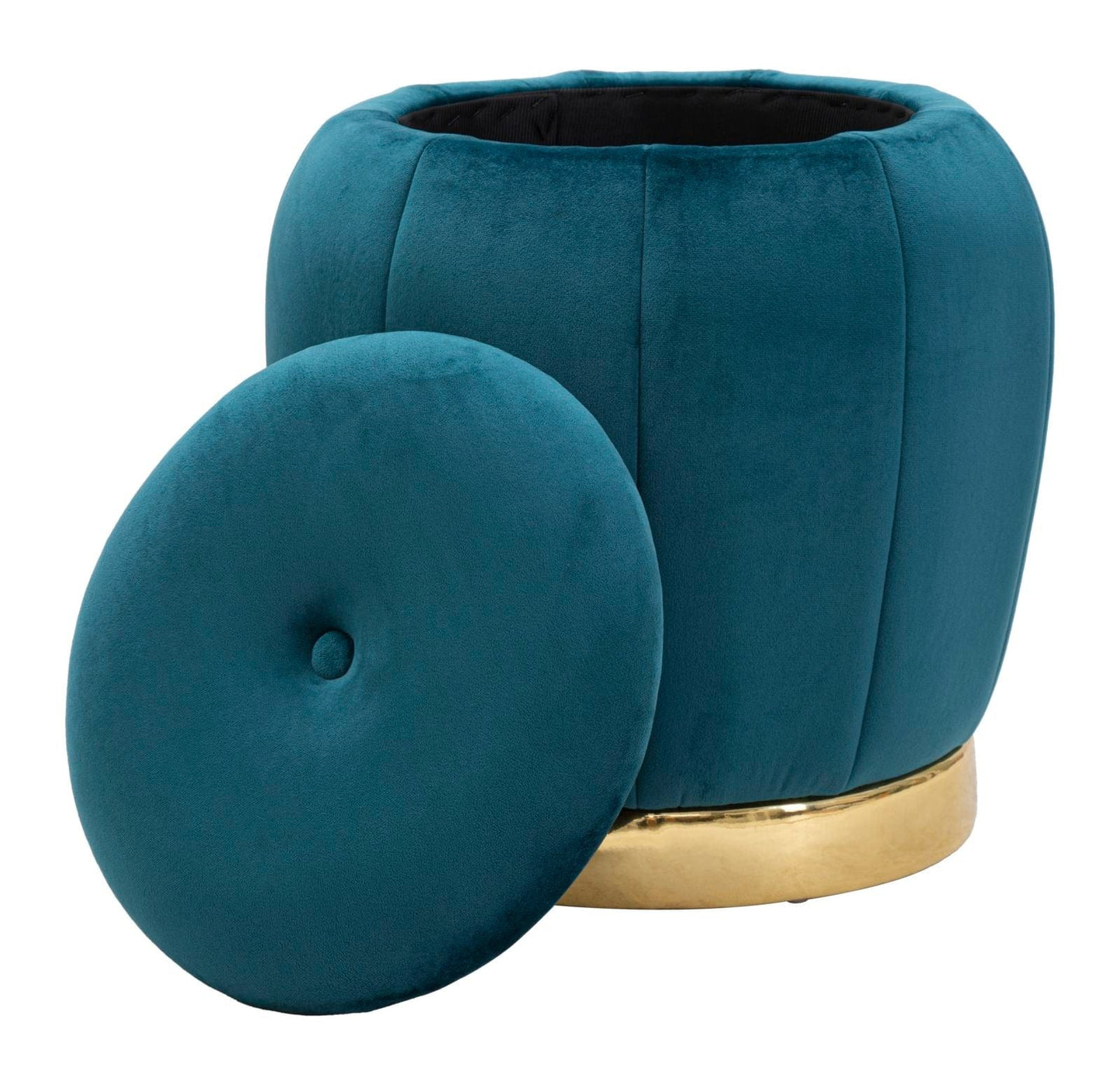 Mauro Ferretti STORAGE STOOL PARIS TEAL/GOLD CM Ø 43X43