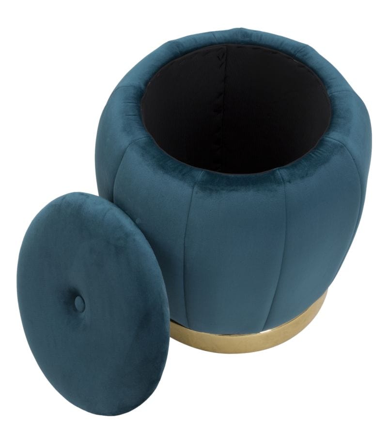 Mauro Ferretti STORAGE STOOL PARIS TEAL/GOLD CM Ø 43X43