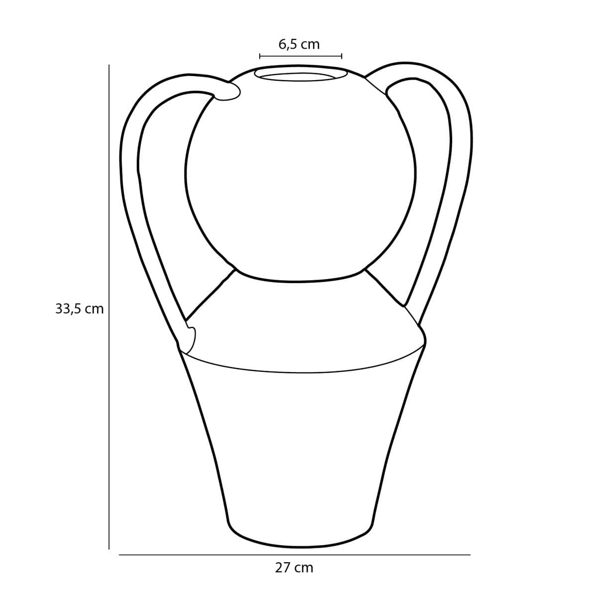 Mica Decorations Stratt Vaas - L27 x B18 x H34 cm - Keramiek - Geel, Wit