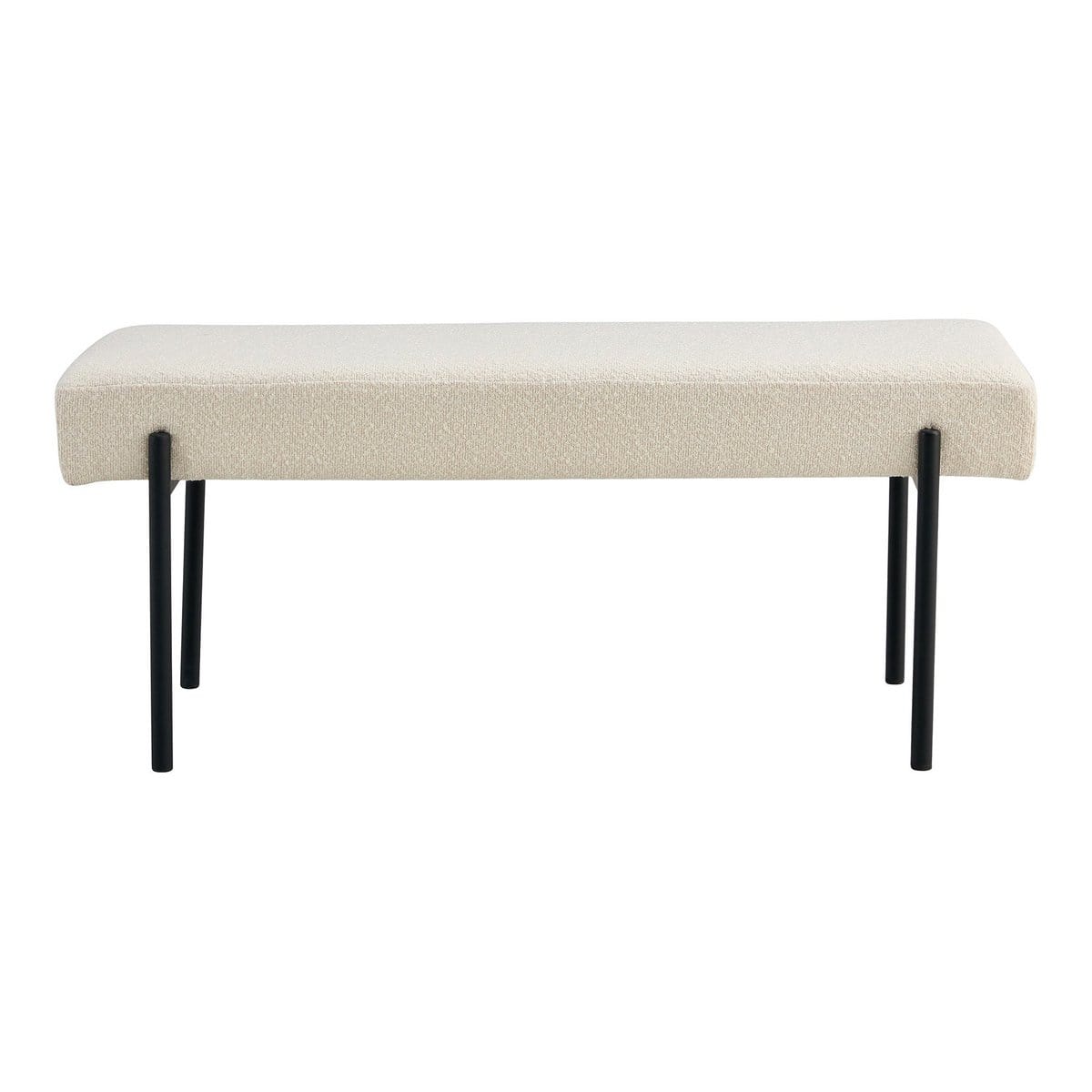 House Nordic ApS Swindon Bench - Bank in bouclé, wit met zwarte poten, 100x36x42,5 cm, HN1232