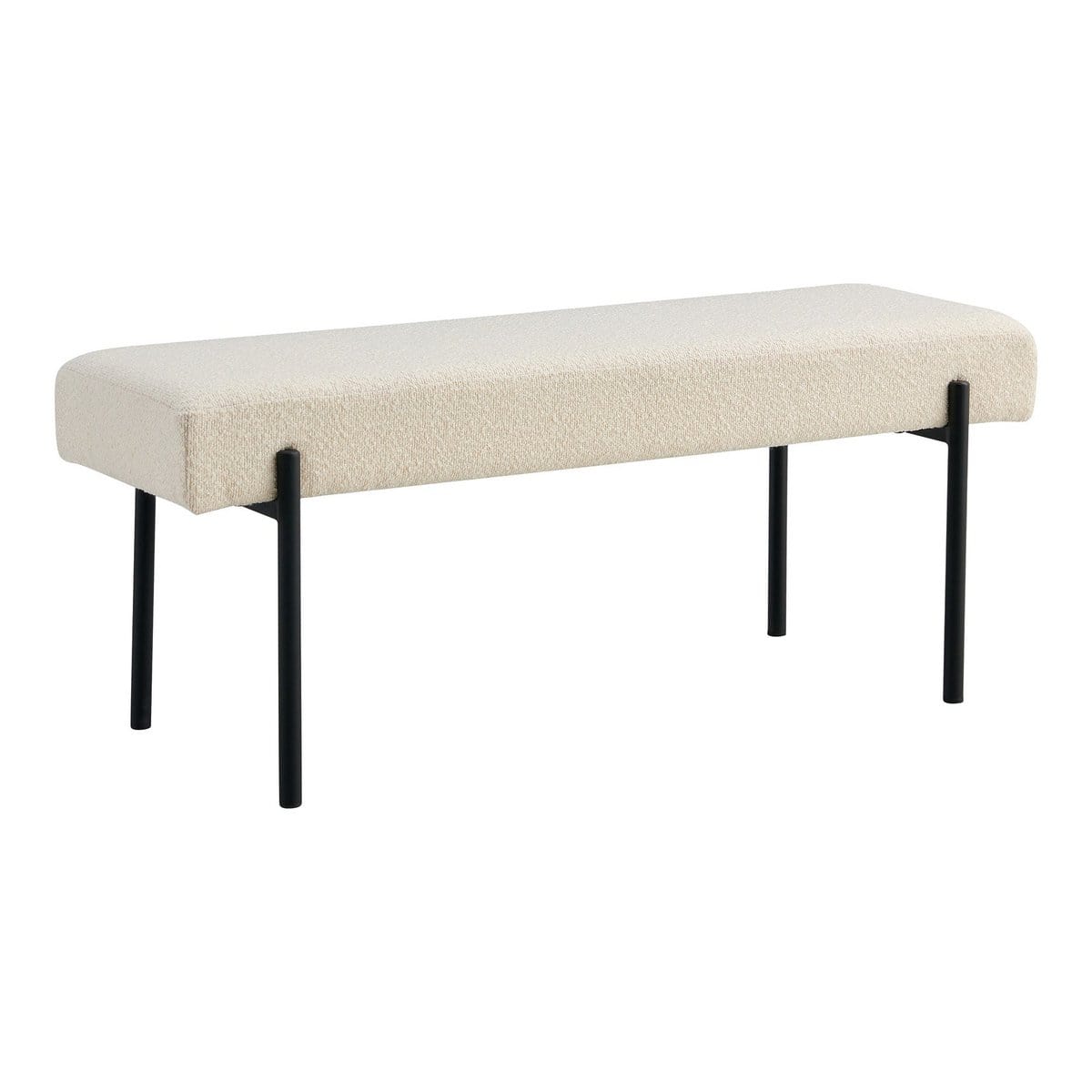 House Nordic ApS Swindon Bench - Bank in bouclé, wit met zwarte poten, 100x36x42,5 cm, HN1232