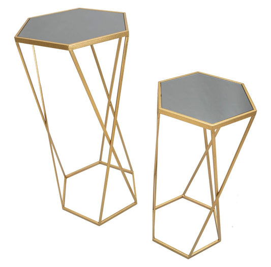 Mauro Ferretti TABLE ESAGONAL SET 2 PCS CM Ø 50X100-40X80