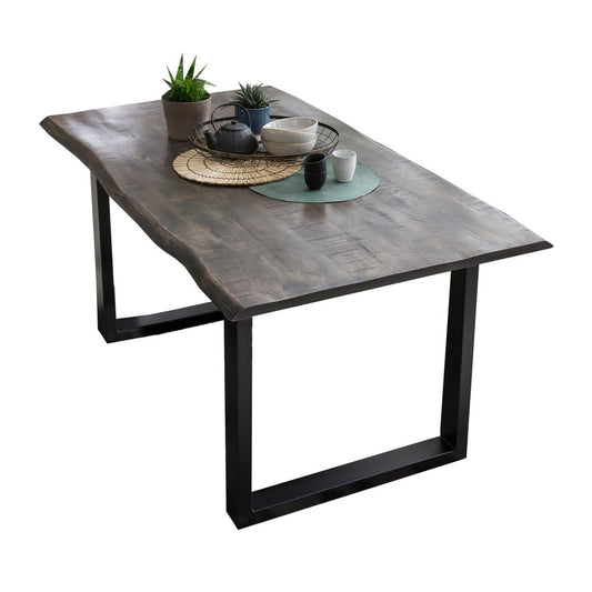 SIT Möbel Im- und Export Tafel 160x85 cm, Mango grijs, ruw gezaagd, onderstel zwart