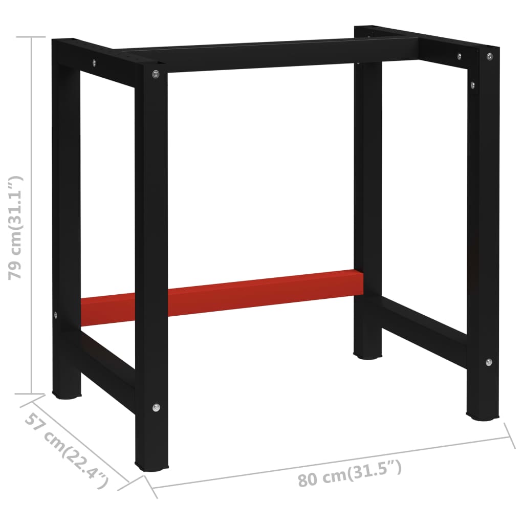 vidaXL Tafelpoten Werkbankframe 80x57x79 cm metaal zwart en rood