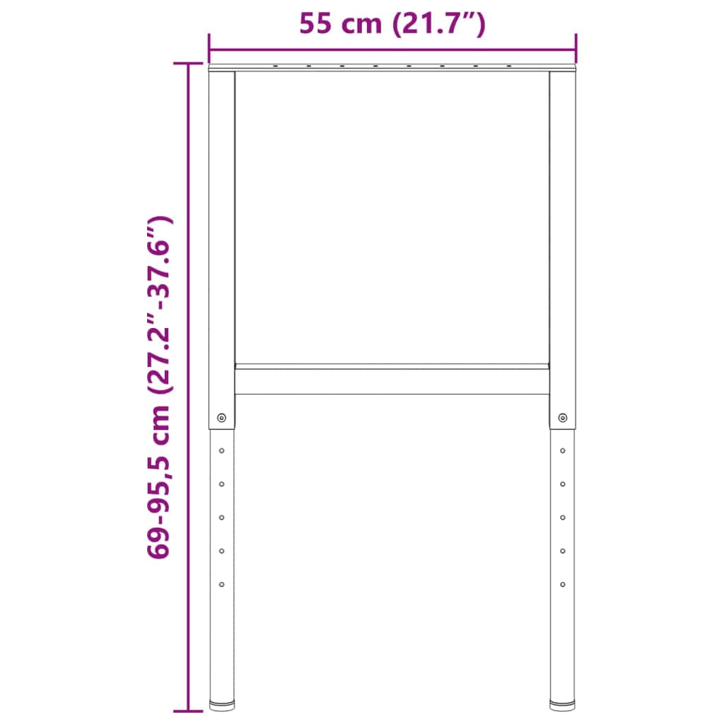 vidaXL Tafelpoten Werkbankframes verstelbaar 2 st 55x(69-95,5) cm metaal grijs