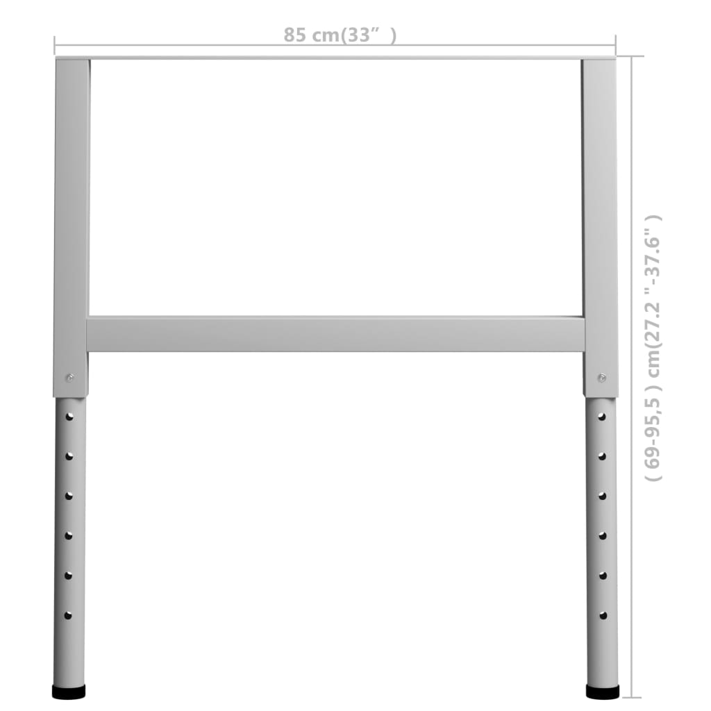 vidaXL Tafelpoten Werkbankframes verstelbaar 2 st 85x(69-95,5) cm metaal grijs