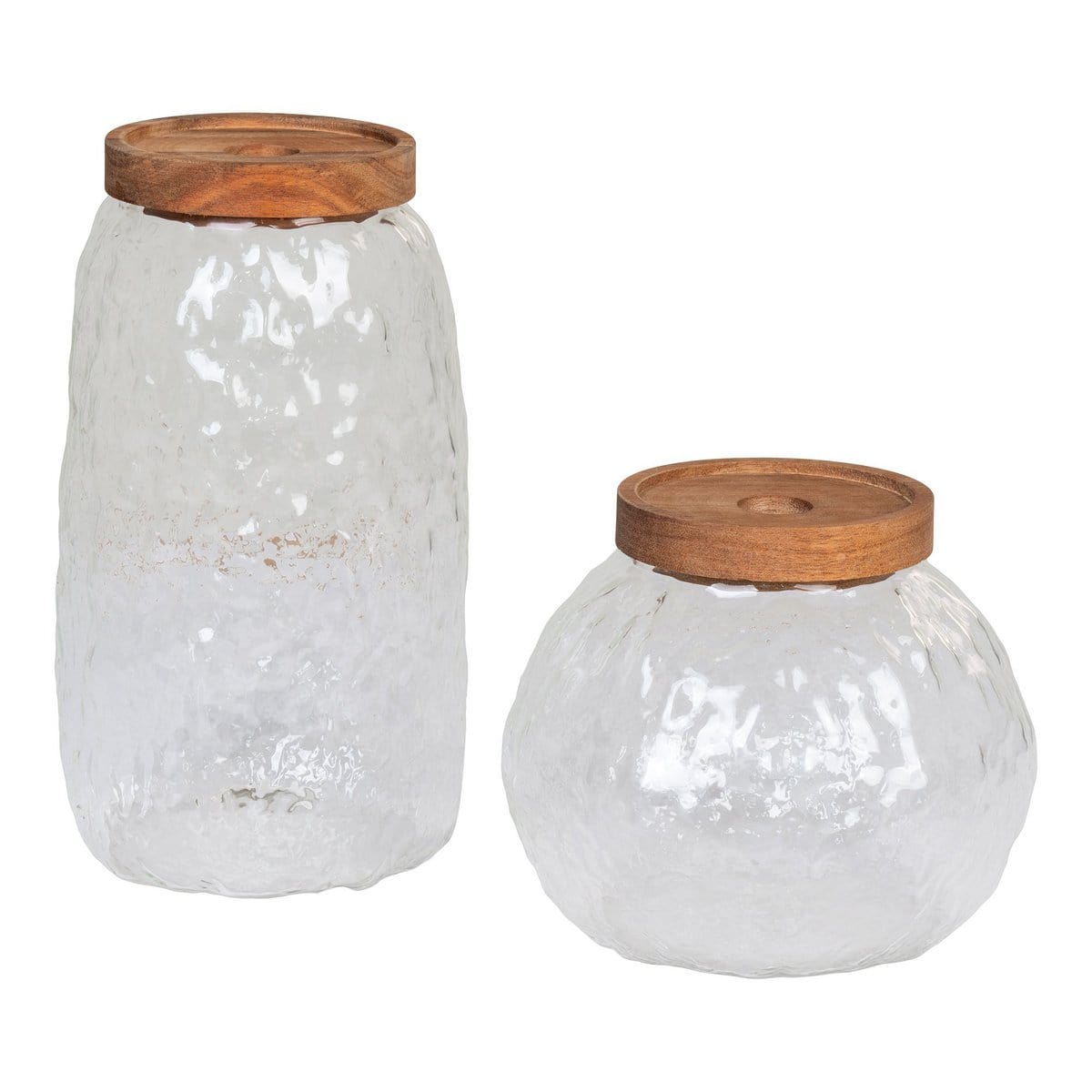 House Nordic ApS Taipei Storage Jar - Voorraadpot, glas/acacia, set van 2