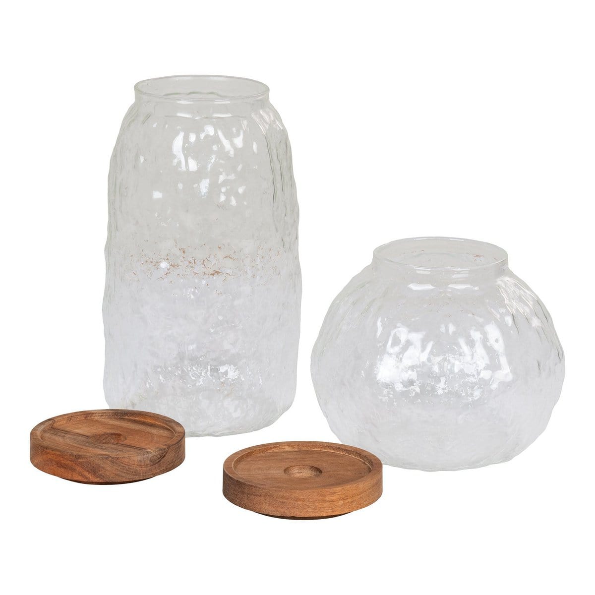 House Nordic ApS Taipei Storage Jar - Voorraadpot, glas/acacia, set van 2