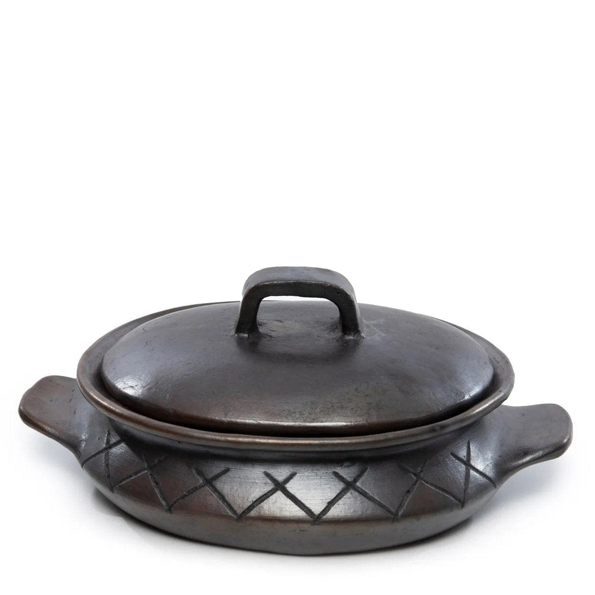 Bazar Bizar The Burned Oval Pot Met Patroon en zijhandgrepen - Zwart