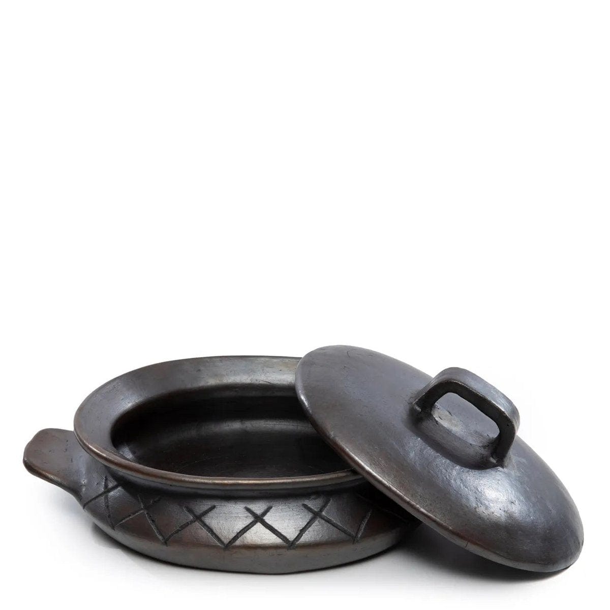 Bazar Bizar The Burned Oval Pot Met Patroon en zijhandgrepen - Zwart