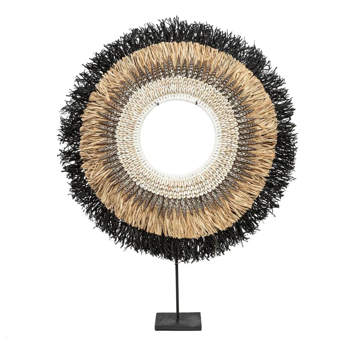 Bazar Bizar The Mojo Raffia Op Stand - Naturel Zwart - L