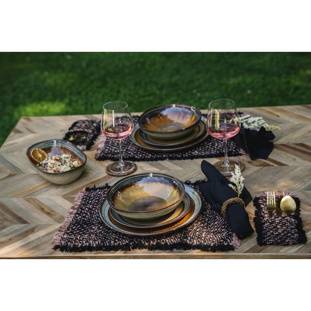 Bazar Bizar The Oh My Gee Placemat - Zwart Koper - Set van 4