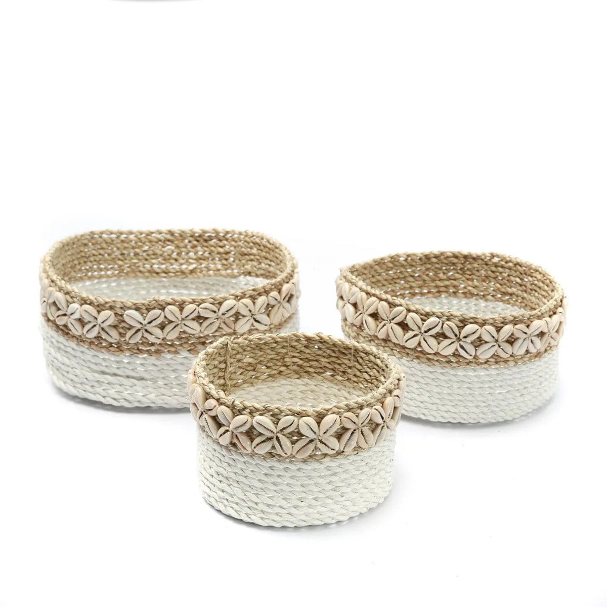 Bazar Bizar The White Sunday Baskets - Wit Naturel - Set van 3