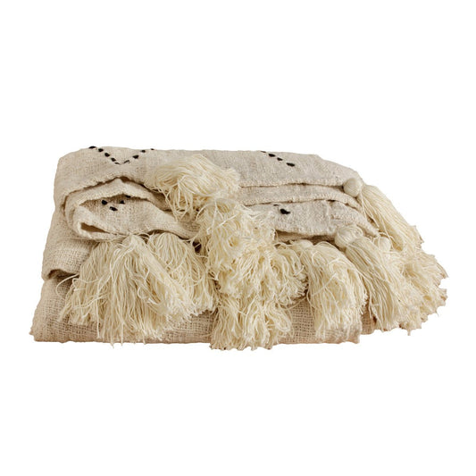 Pole To Pole Thin Linnen PomPom Blanket 200*140