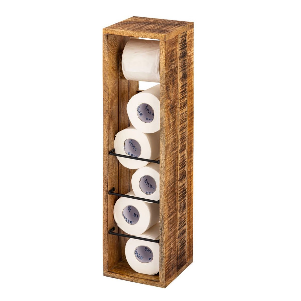 Voglrieder kreatives Wohnen Toiletrolhouder hout 17x17cm Toiletrolhouder Toiletrolhouder van vierkant mangohout