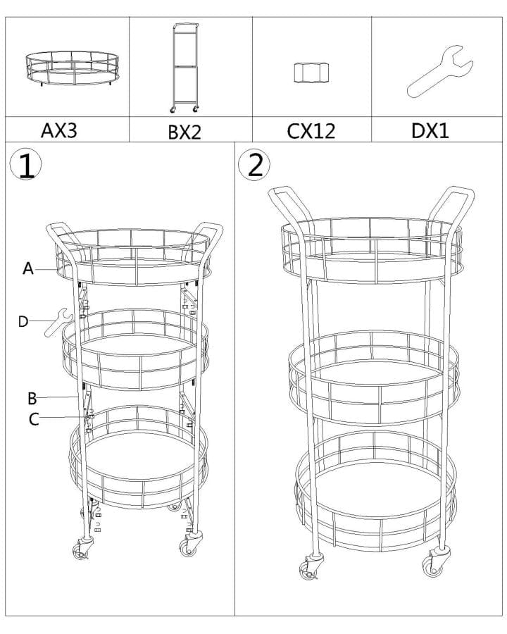 Mauro Ferretti TROLLEY GLAM ROTONDO CM Ø 38X77,5