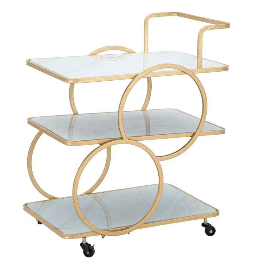 Mauro Ferretti TROLLEY MARBLE GLASS CM 64X46X79