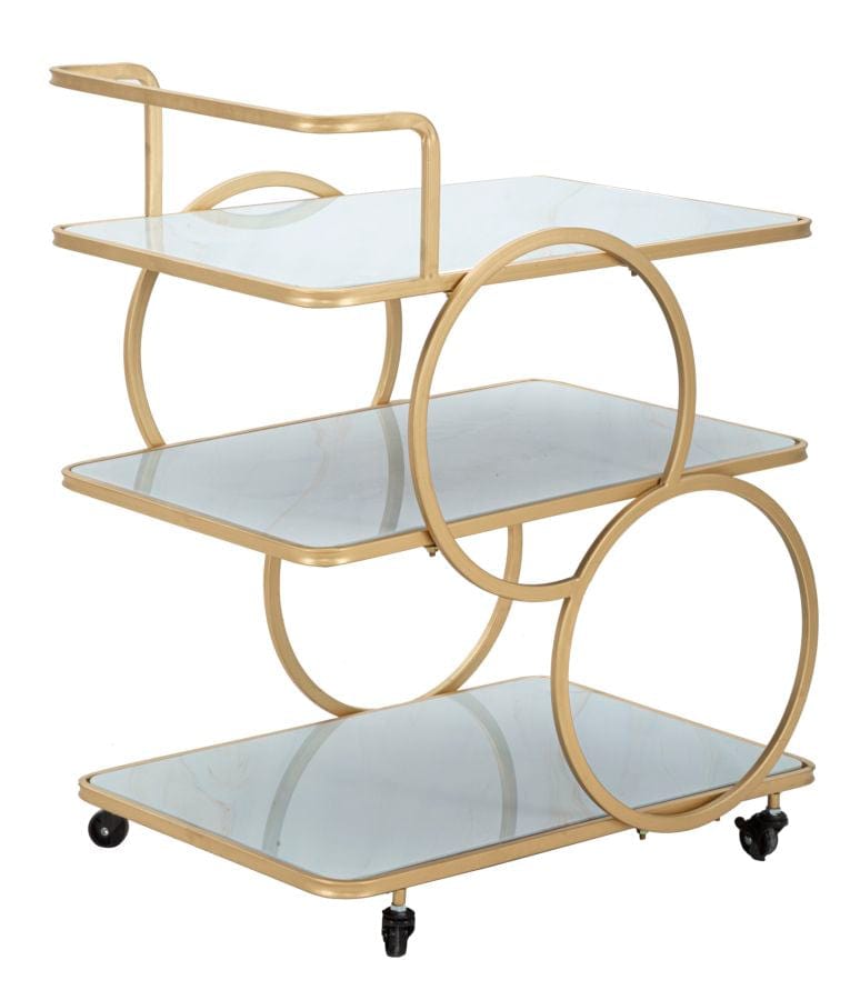 Mauro Ferretti TROLLEY MARBLE GLASS CM 64X46X79