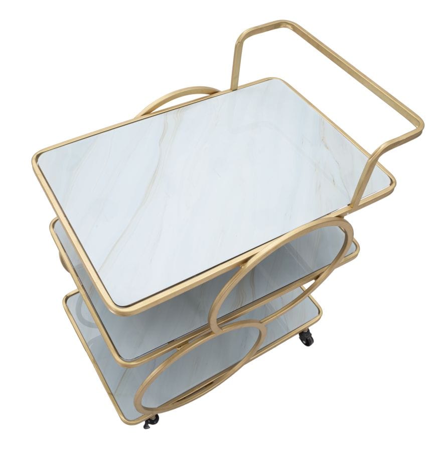 Mauro Ferretti TROLLEY MARBLE GLASS CM 64X46X79