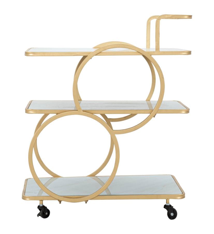 Mauro Ferretti TROLLEY MARBLE GLASS CM 64X46X79