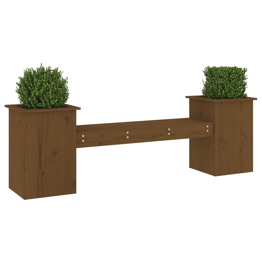 vidaXL Tuinbanken Bankje met plantenbakken 184,5x39,5x56,5 cm grenen honingbruin