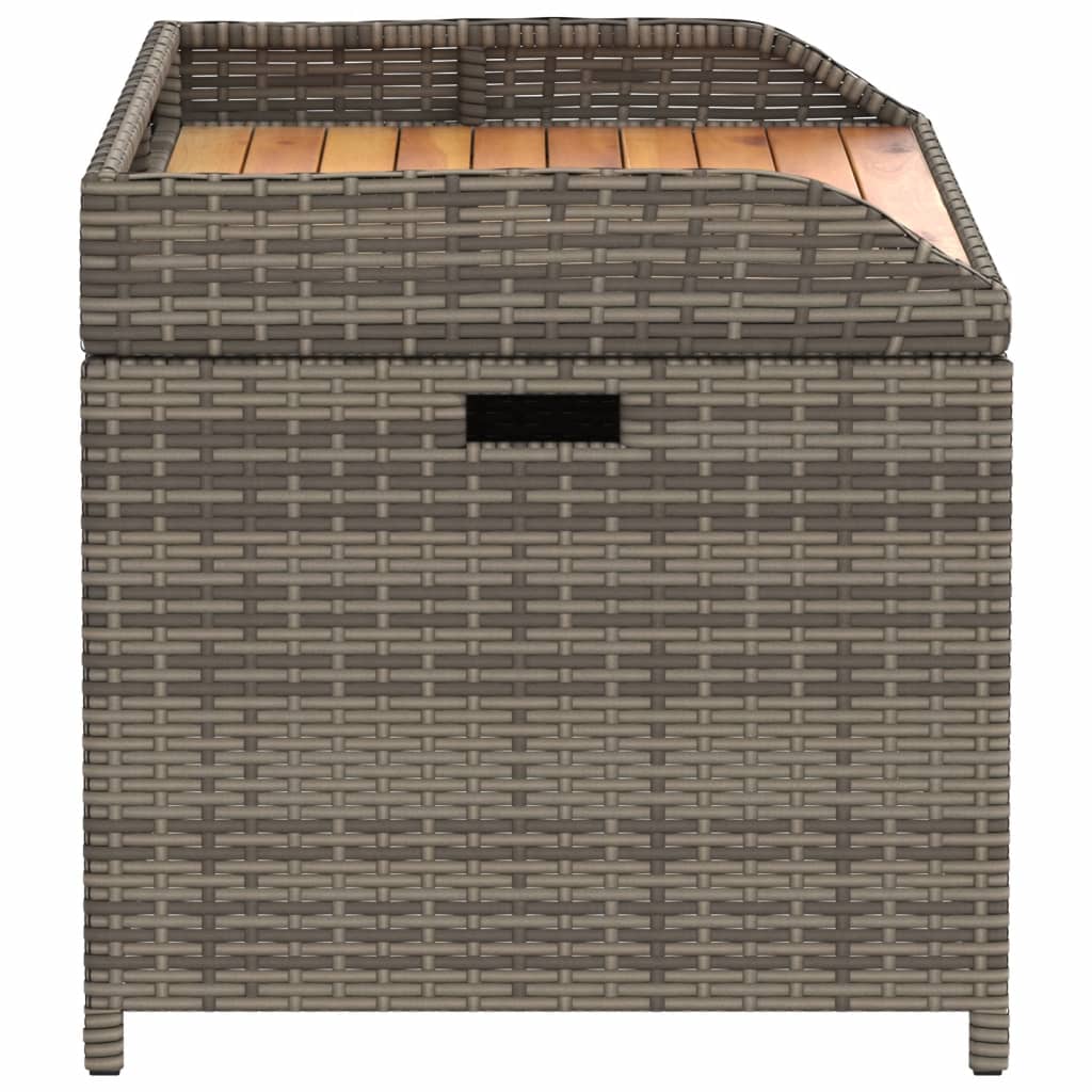 vidaXL Tuinbanken Opbergbank 100x50x52 cm poly rattan en acaciahout grijs