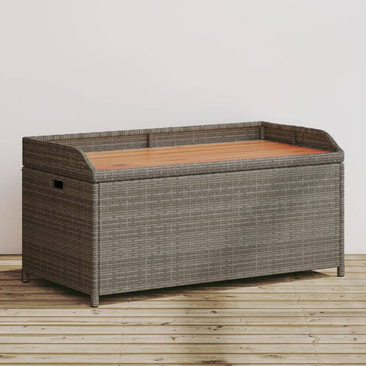 vidaXL Tuinbanken Opbergbank 100x50x52 cm poly rattan en acaciahout grijs