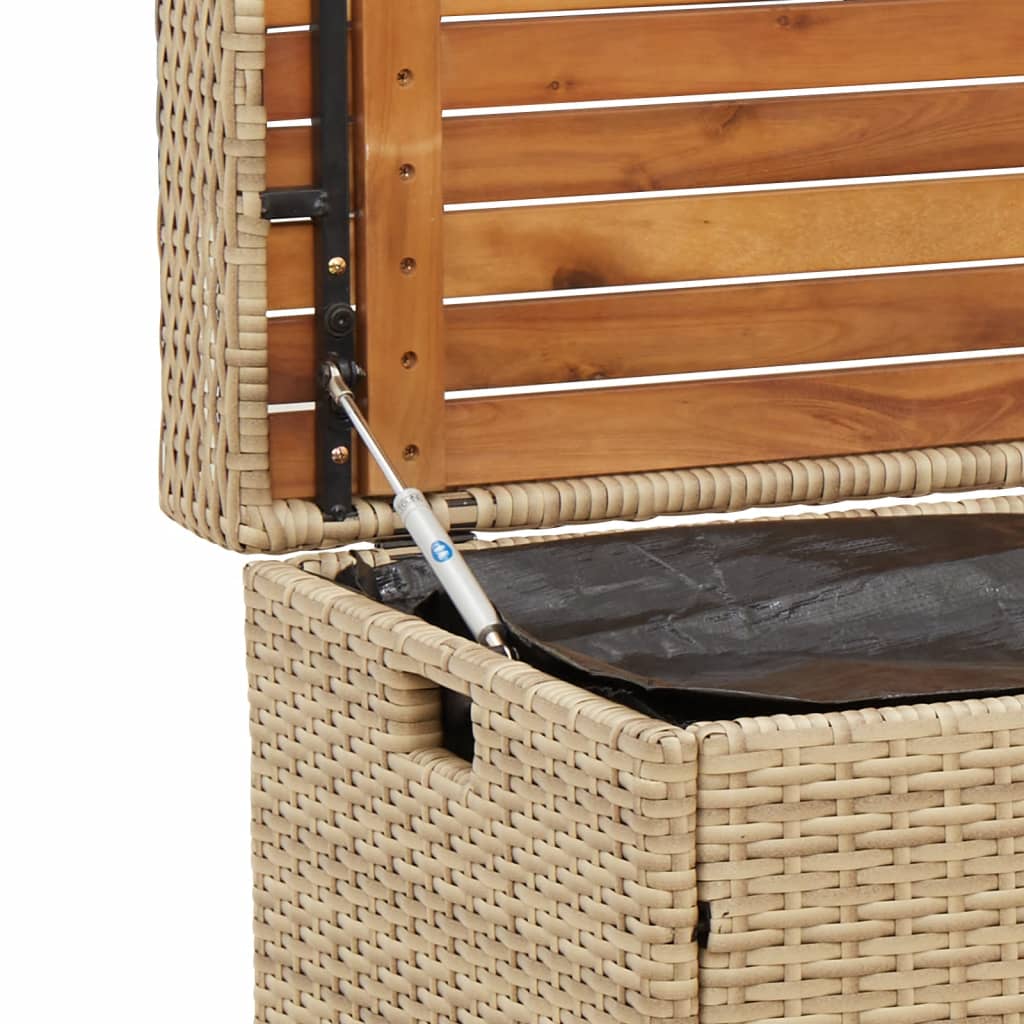 vidaXL Tuinbanken Opbergbankje 100x50x52 cm poly rattan acaciahout gemengd beige