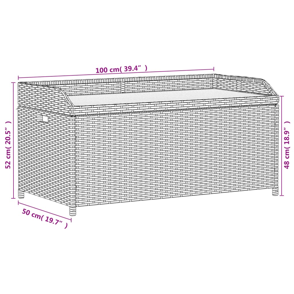 vidaXL Tuinbanken Opbergbankje 100x50x52 cm poly rattan acaciahout gemengd beige