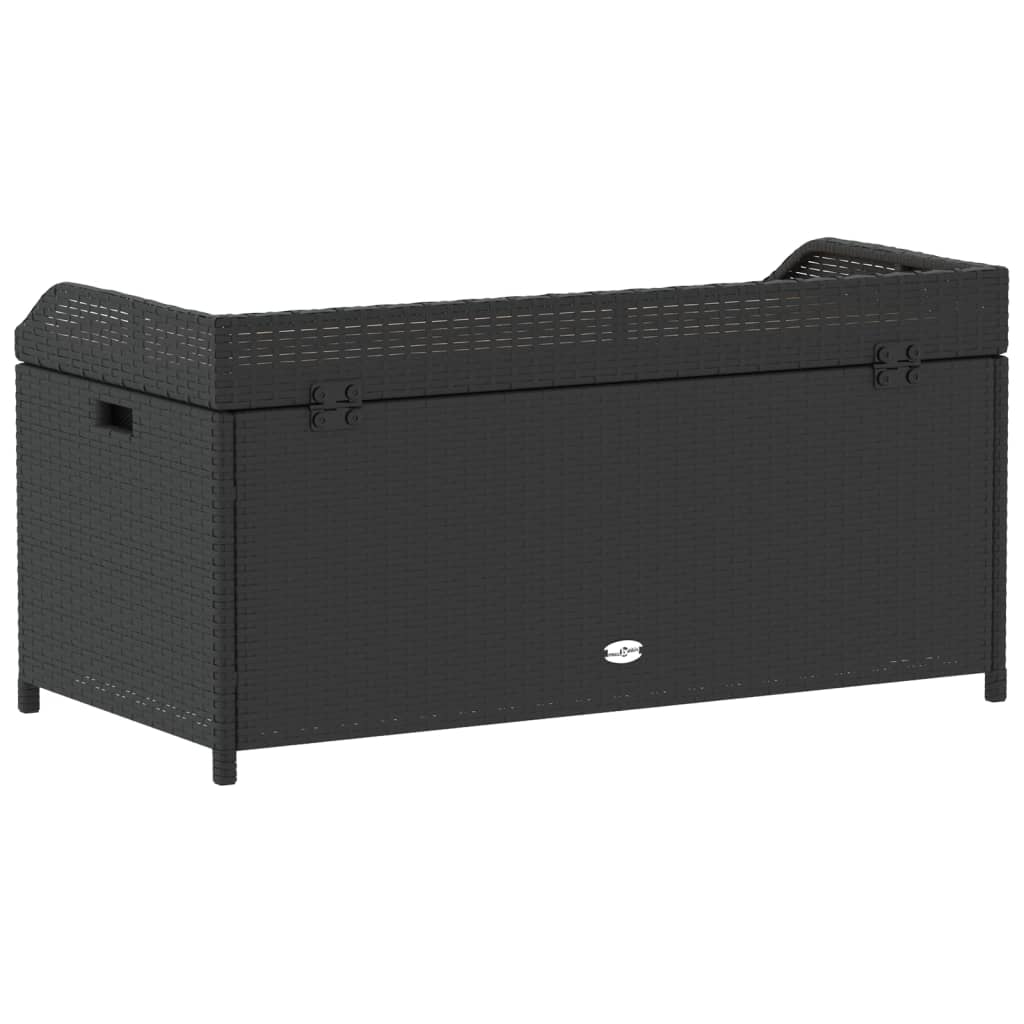 vidaXL Tuinbanken Opbergbankje 100x50x52 cm poly rattan en acaciahout zwart