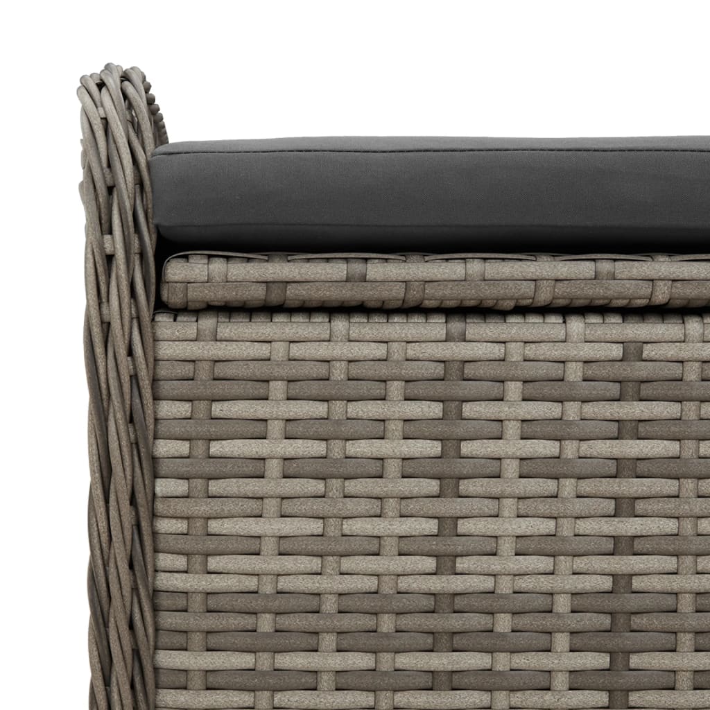 vidaXL Tuinbanken Opbergbankje met kussen 115x51x52 cm poly rattan grijs