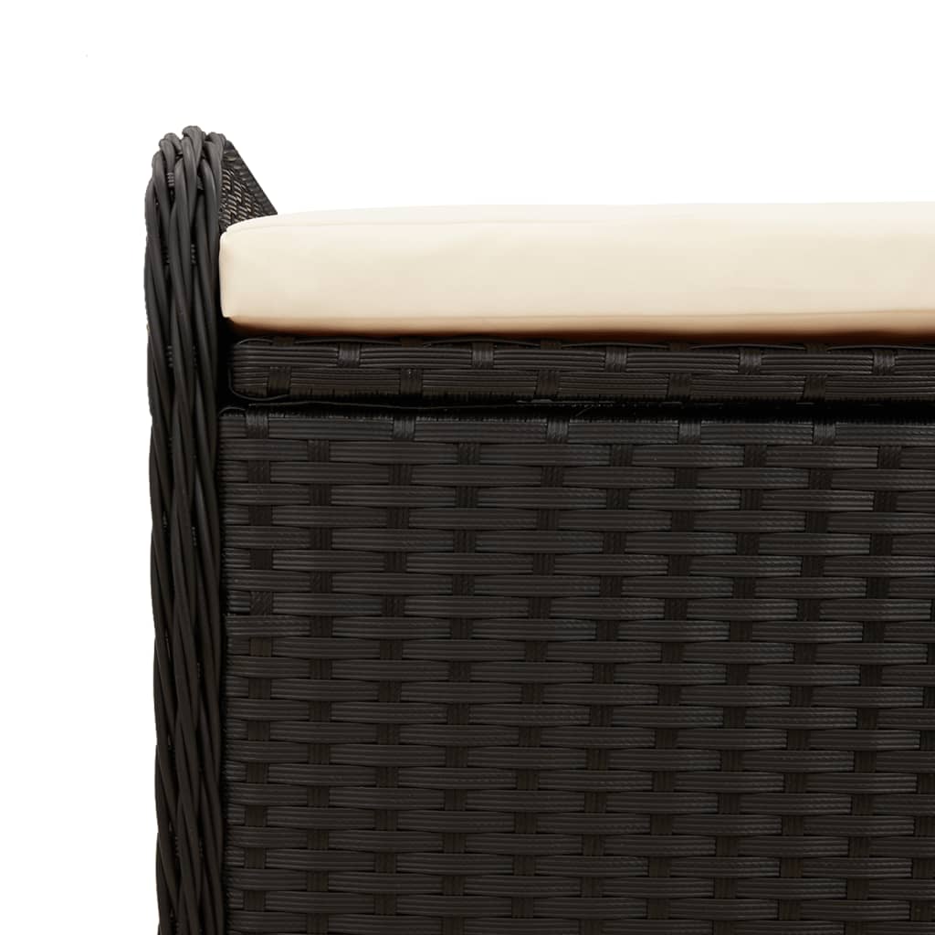 vidaXL Tuinbanken Opbergbankje met kussen 115x51x52 cm poly rattan zwart