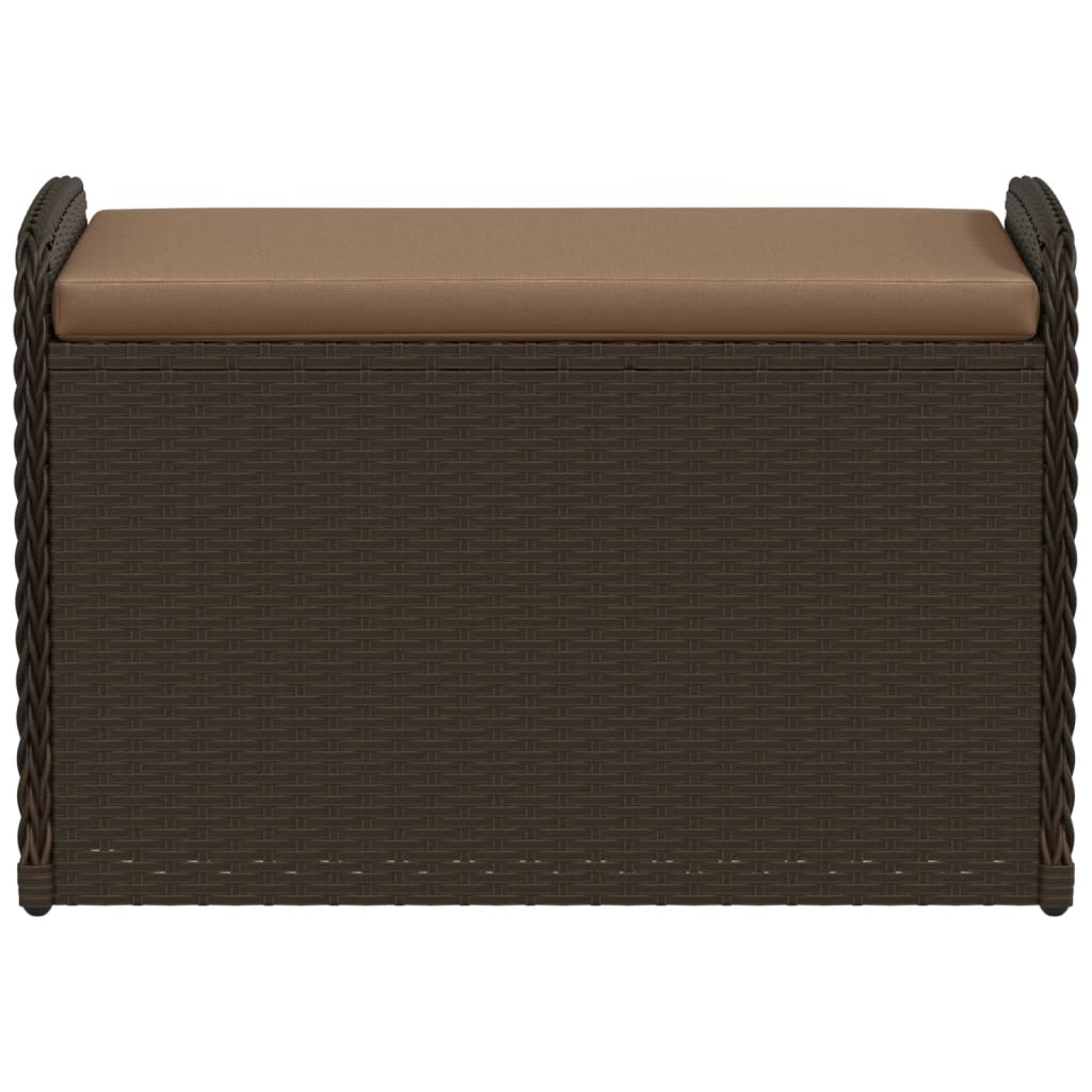 vidaXL Tuinbanken Opbergbankje met kussen 80x51x52 cm poly rattan bruin